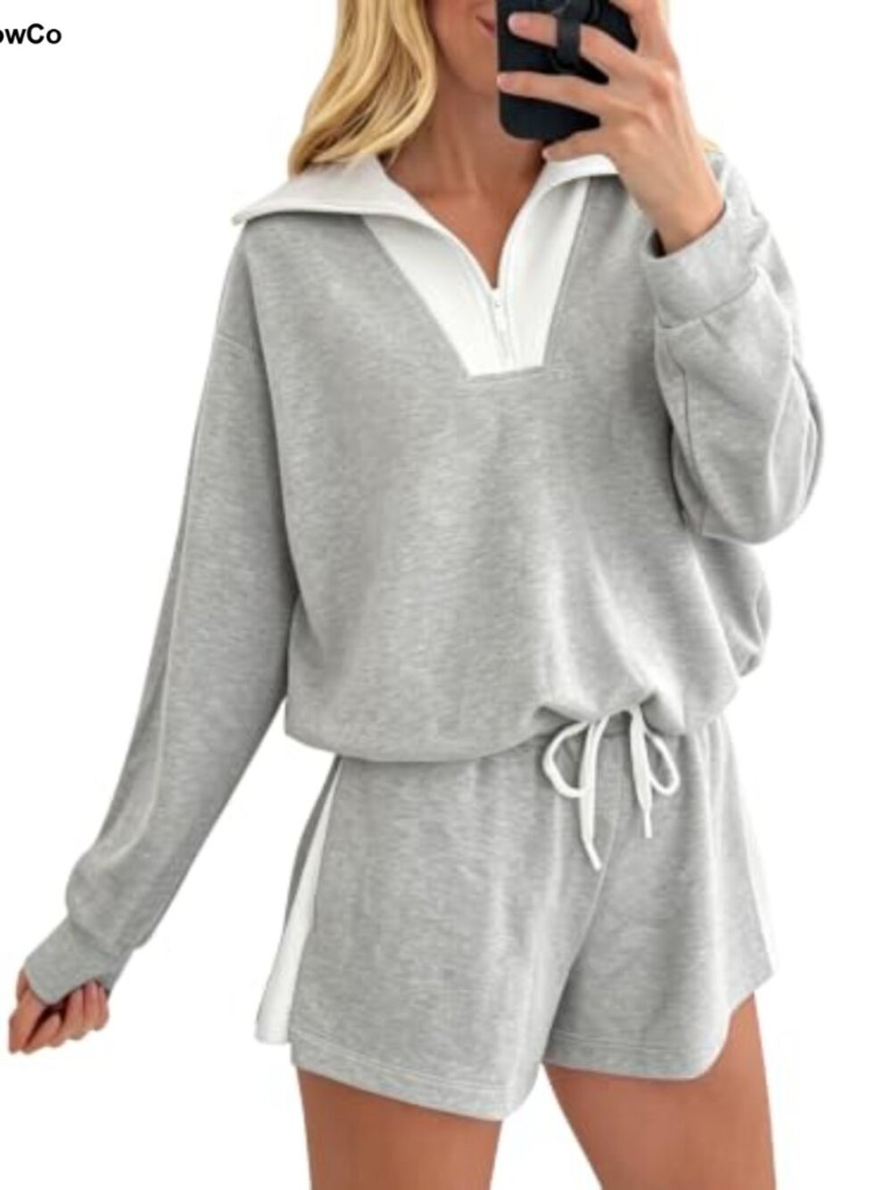 Women's 2 Piece Workout Set Zip Up Sweatshirt & High Waist Shorts